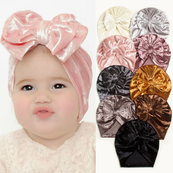 APEXFWDT Baby Turban Hats Turban Bun Knot Baby Infant Beanie Baby Girl Soft Cute Toddler Cap with Bows for Toddler, Newborn, Infant Hat Unisex