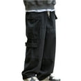 thumbnail image 1 of APEXFWDT Baggy Cargo Joggers for Men Wide Leg Cargo Pants Drawstring Elastic Waist Flap Pockets Hip Hop Loose Pants Streetwear, 1 of 8