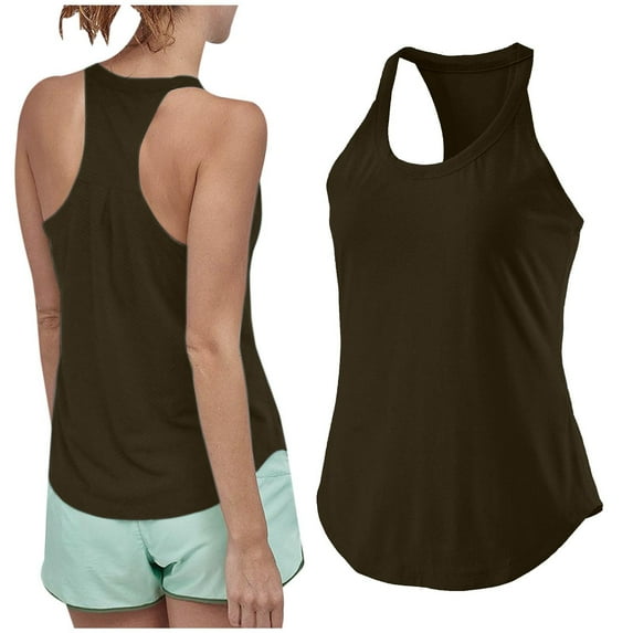 APEXFWDT Women's Workout Tank Tops Summer Sleeveless Racerback Tank for Women Casual Running Gym Sports Tank top,XXL,Brown