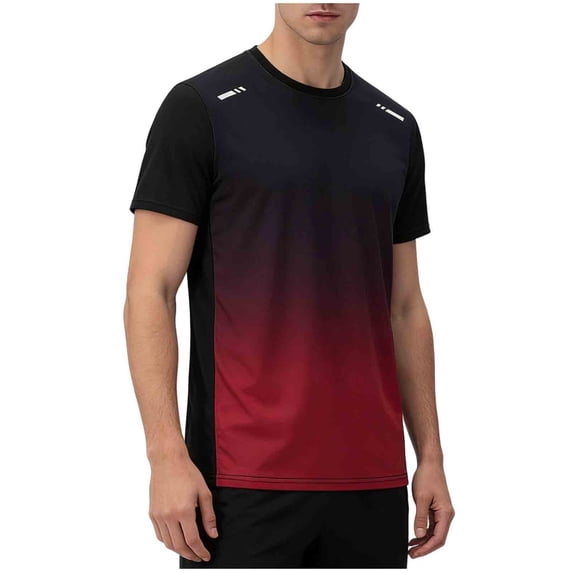 APEXFWDT Big&Tall Gradient Print Athletic T Shirts for Men Cooling Mesh Quick Dry Short Sleeve Tee Tops,XXXL,Red
