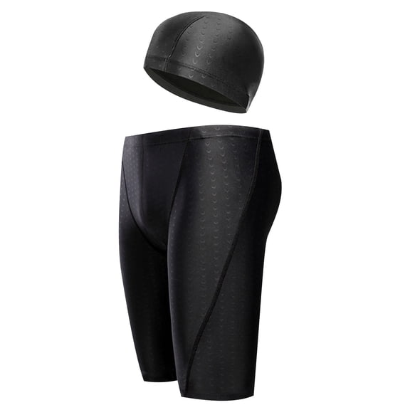 APEXFWDT Big & Tall Swim Jammers for Men Swim Suit Swimwear Cool Dry Active Shorts Workout Shorts Sports Tights L,Black