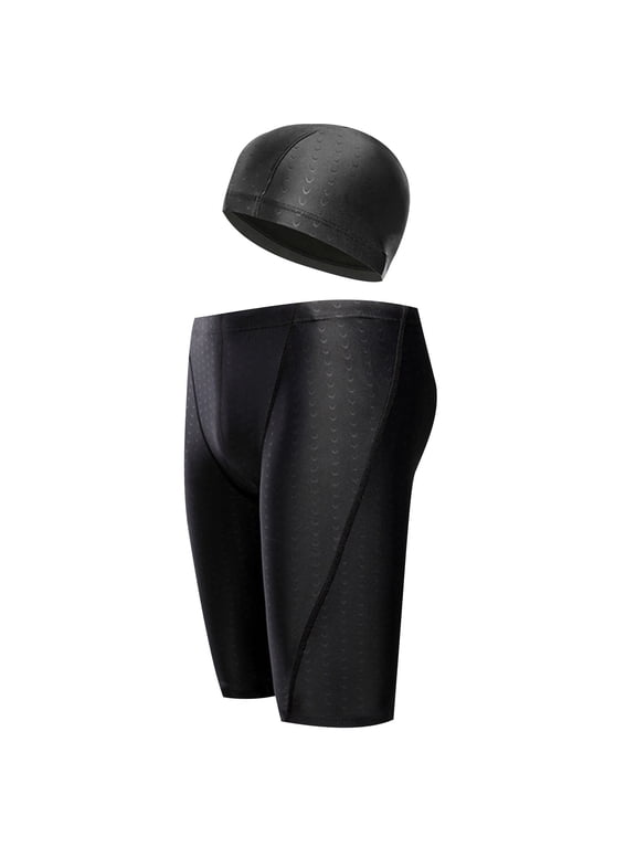 APEXFWDT Big & Tall Swim Jammers for Men Swim Suit Swimwear Cool Dry Active Shorts Workout Shorts Sports Tights L,Black