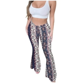 QATAINLAV Flared Hippie Pants for Women Print Stretch Bell QATAINLAV Flared Hippie Pants for Women Print Stretch Bell