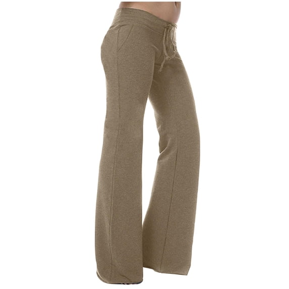 APEXFWDT Bootcut Yoga Pants for Women Palazzo Pant Ladies Plus Size Workout Gym Sweatpants Solid Color Pockets Cargo Trousers Stretchy Palazzo Pants