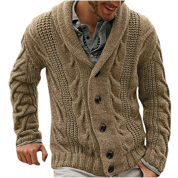 APEXFWDT Cardigan Sweaters for Men Button up Sweater Long Sleeve Knit Open Front Cardigans Fashion Fall Winter Sweater