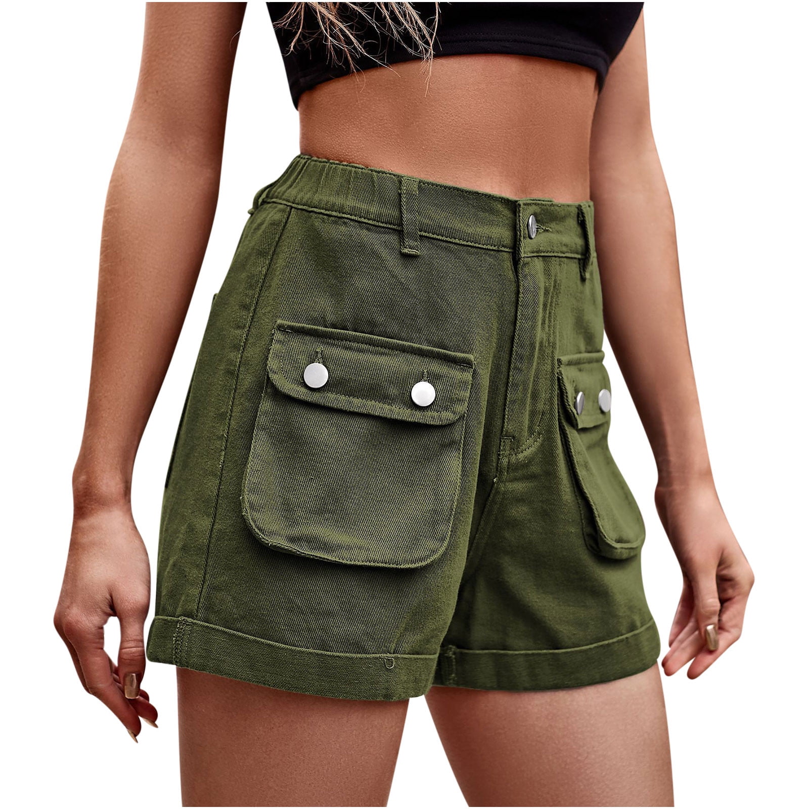 APEXFWDT Cargo Shorts Women Casual High Waist y2k Outfits 2023 Trendy  Fashion Hiking Bermuda Shorts with Pockets 