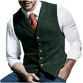 thumbnail image 1 of APEXFWDT Casual Men's Vest for Wedding Big and Tall Plaid Soft Tweed Waistcoat Suit Vintage Vest Prom Waistcoat Groomsmen, 1 of 3