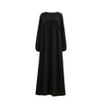 thumbnail image 1 of APEXFWDT Casual Muslim Women's Long Sleeve Long Dress for Women Dubai Dress Kaftan Abayas Pleated Maxi Dress Islamic Abaya, 1 of 6