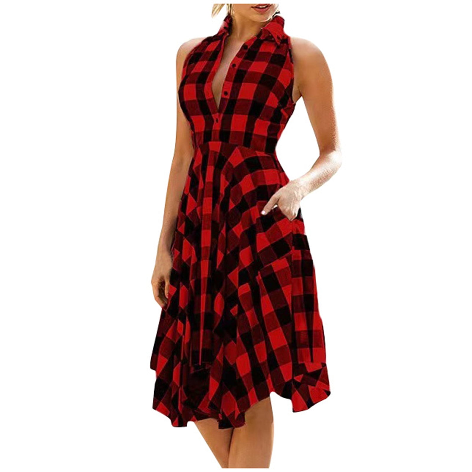 checked a line dress Breeze-In Blue Checks Georgette A-line Dress – Ruffleberry main image 1