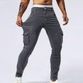thumbnail image 1 of APEXFWDT Men Skinny Slim Fit Casual Jeans Dyeing Stretch Fashion Denim Pants with Cargo Pocket Ripped Jeans Pants,36Gray, 1 of 8