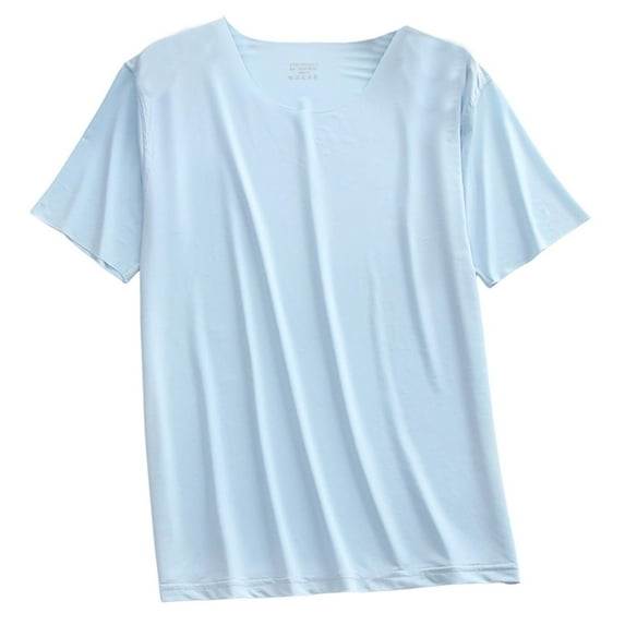 APEXFWDT Men's Soft T-Shirt Ice Silk Crew Neck Casual Lounge Tee Short Sleeve Pajama Sleep Shirt (Available in Big & Tall)