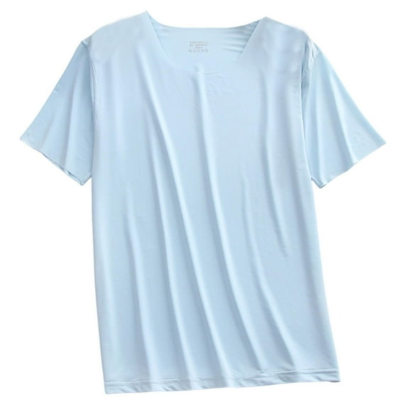 APEXFWDT Men's Soft T-Shirt Ice Silk Crew Neck Casual Lounge Tee Short Sleeve Pajama Sleep Shirt (Available in Big & Tall)