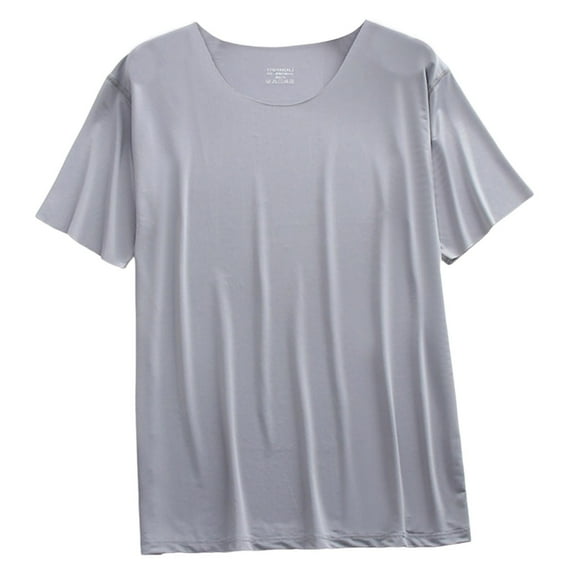 APEXFWDT Men's Soft T-Shirt Ice Silk Crew Neck Casual Lounge Tee Short Sleeve Pajama Sleep Shirt (Available in Big & Tall)