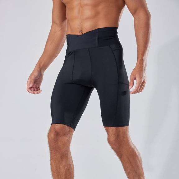 APEXFWDT Mens Quick Dry Compression Shorts Training Athletics Workout Tight Sports Base Layer High Waist Performance Active Shorts,L,Black