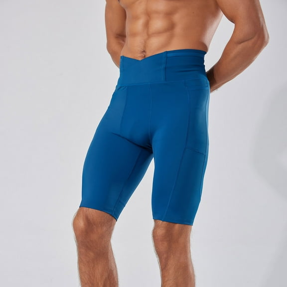APEXFWDT Mens Quick Dry Compression Shorts Training Athletics Workout Tight Sports Base Layer High Waist Performance Active Shorts,M,Blue