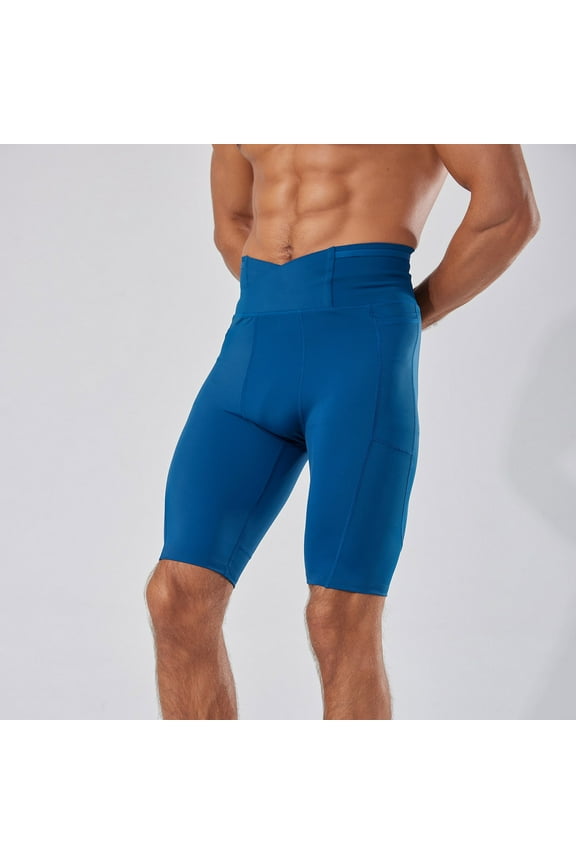 Mens Quick Dry Compression Shorts Training Athletics Workout Tight Sports Base Layer High Waist Performance Active Shorts,M,Blue