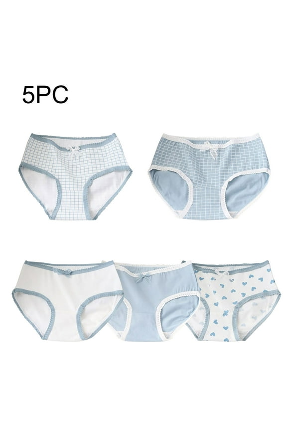 Teen Girls Cotton Underwear Mid Waist Brief Panties Seamless Big Girl Panties Fashion and Comfortable 5 Pack