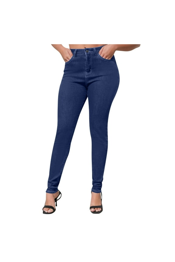 APEXFWDT Comfy Stretch Denim Skinny Jeans for Women Stretchy Classic High Rise Slimming Jeggings Denim Trousers Pants Fashion Curvy Leg Jeans