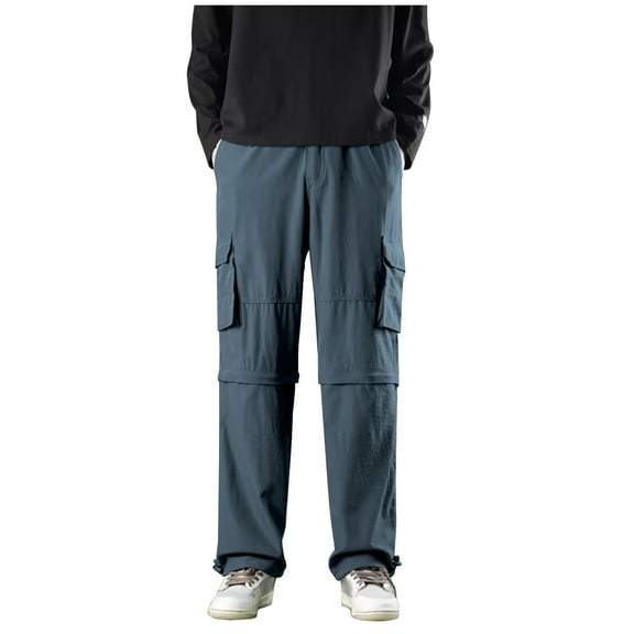 APEXFWDT Convertible Zip Off Hiking Pants Men Lightweight Mens Travel Pants Quick Dry Cargo Work Fishing Pants for Outdoor Safari Camping Summer ,L,Gray