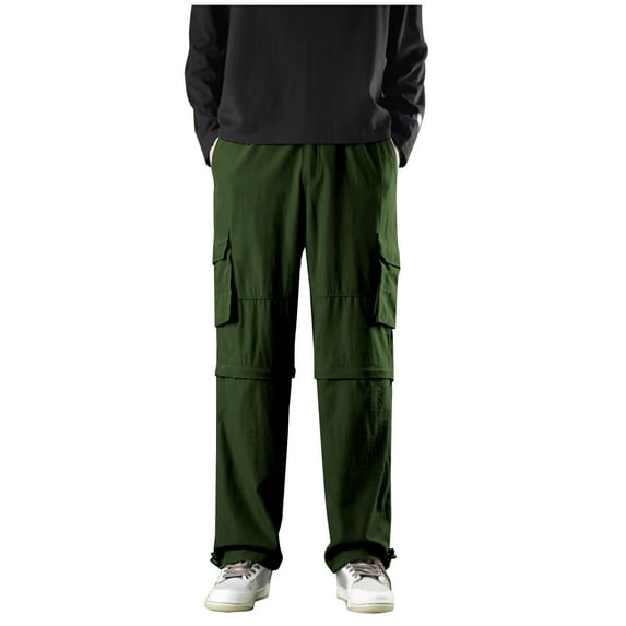 APEXFWDT Convertible Zip Off Hiking Pants Men Lightweight Mens Travel Pants Quick Dry Cargo Work Fishing Pants for Outdoor Safari Camping Summer ,XXXL,Green