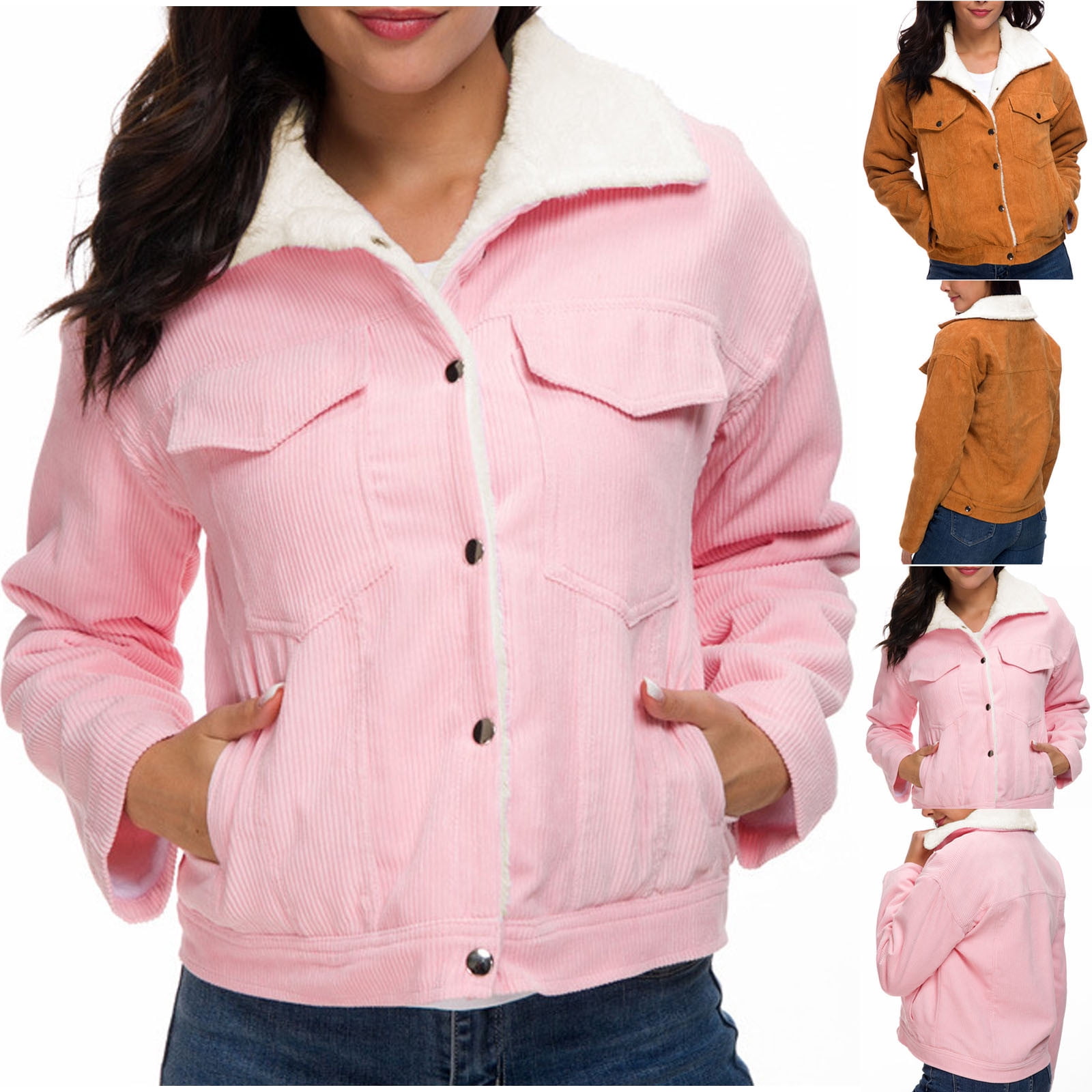 Winter Coat for Women, Warm Winter Outwear, Corduroy White Coat