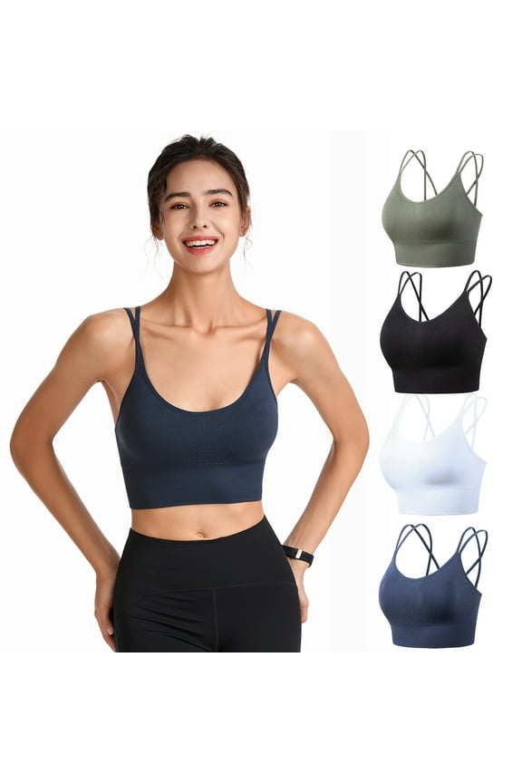 APEXFWDT Cross Back Sport Bras for Women Padded Strappy Criss Cross Cropped Bras for Yoga Workout Fitness S/M/L/XL/XXL