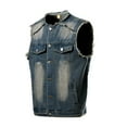 thumbnail image 1 of APEXFWDT Denim Vest for Men Big and Tall Casual Ripped Trucker Jeans Vests Vintage Sleeveless Classic Denim Club Style Vest with Button Closure, 1 of 9