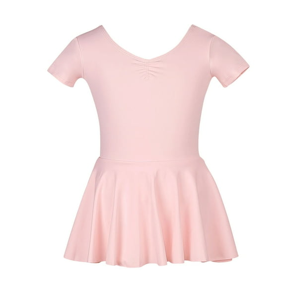 APEXFWDT Elegant Girls Ballet Leotard with Skirt Toddler Girls Short Sleeves Dance Dresses Tutus Ballerina Outfit for Dance & Gymnastics