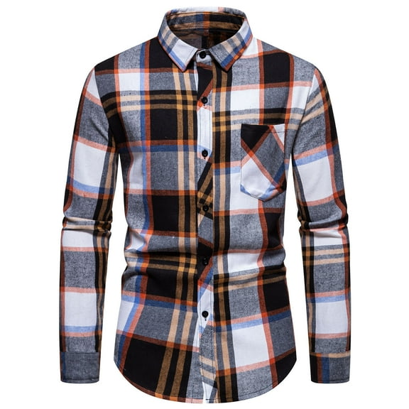 APEXFWDT Flannel Shirt for Men Western Cowboy Pearl Snap Shirts for Men Long Sleeve Vintage Buttons Down Plaid Shirt
