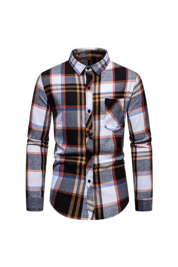 APEXFWDT Flannel Shirt for Men Western Cowboy Pearl Snap Shirts for Men Long Sleeve Vintage Buttons Down Plaid Shirt