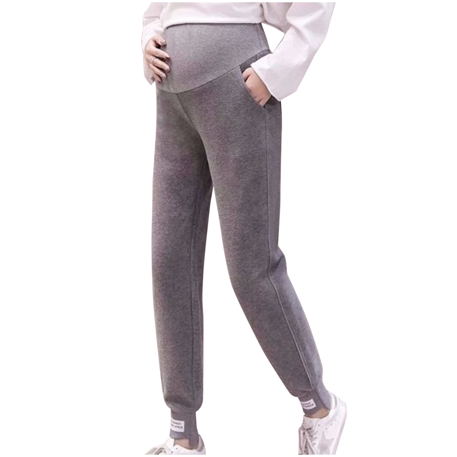 APEXFWDT Fleece Lined Maternity Leggings Over The Belly Pregnancy Winter Warm Workout Yoga Pants