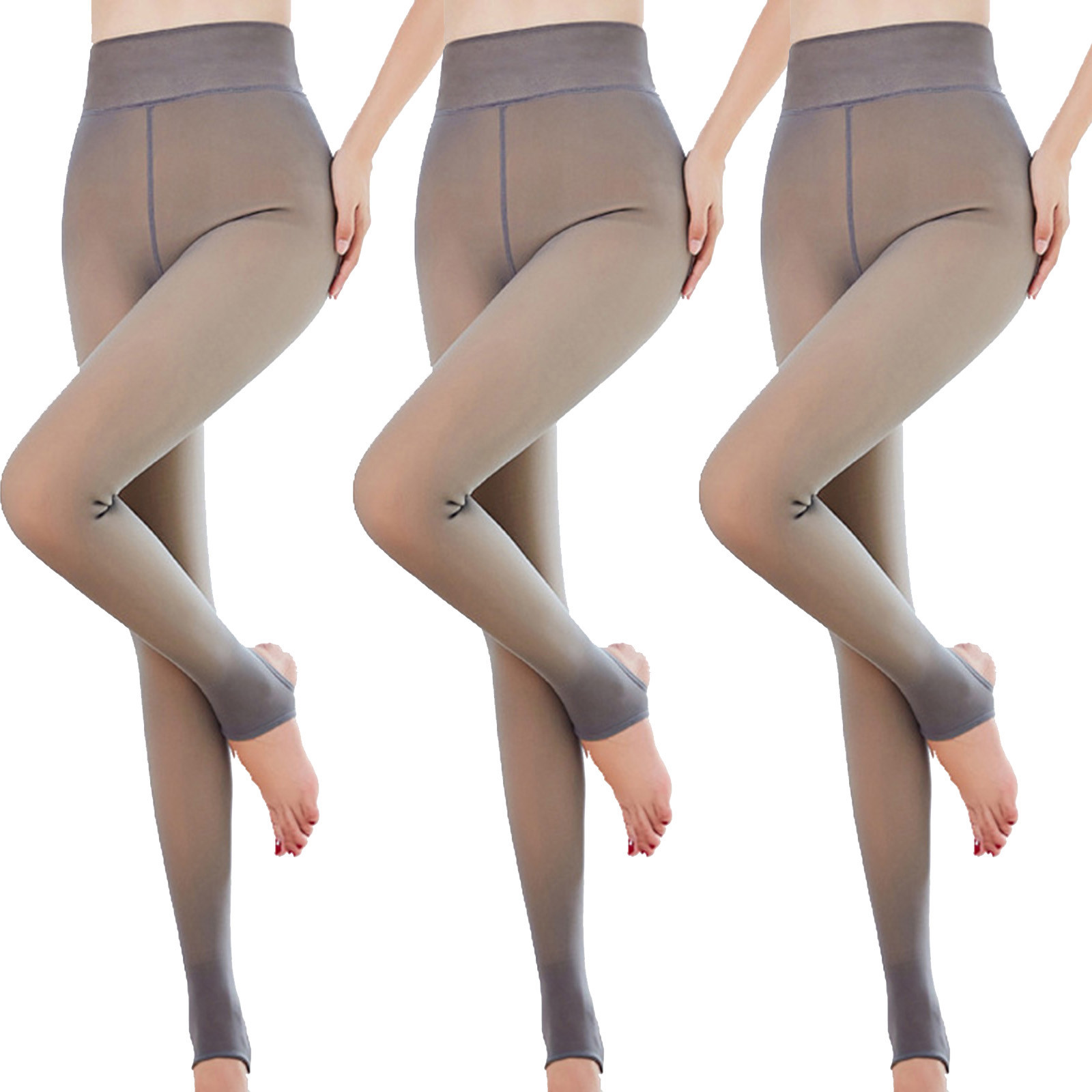 APEXFWDT Fleece Lined Tights Sheer Women Fake Translucent Warm