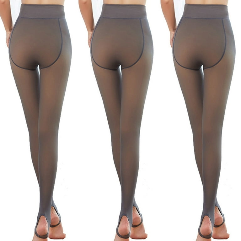 APEXFWDT Fleece Lined Tights Sheer Women - Fake Translucent Warm Pantyhose  Leggings Sheer Thick Tights for Winter 
