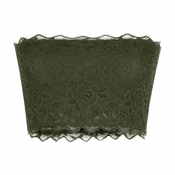 APEXFWDT Floral Lace Bralette Bandeau Bra for Women Girl Strapless Tube Top Stretchy Chest Wrap Wireless Bras