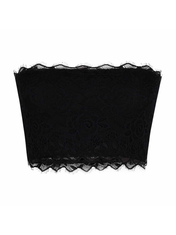 Floral Lace Bralette Bandeau Bra for Women Girl Strapless Tube Top Stretchy Chest Wrap Wireless Bras
