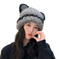 thumbnail image 1 of APEXFWDT Fluffy Knit Beanie Hats for Women Winter Furry Warm Knit Crochet Skull Cap Outdoor Peruvian Cover Ears Beanie Hat Ear Flaps Sherpa Ski Snow Hats Knit Fleece Lined Hats, 1 of 5