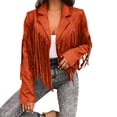 thumbnail image 1 of APEXFWDT Fringe Jacket For Women Spring Fall Western Cropped Jacket Trendy Tassel Motorcycle Crop Coats,S,Orange, 1 of 4