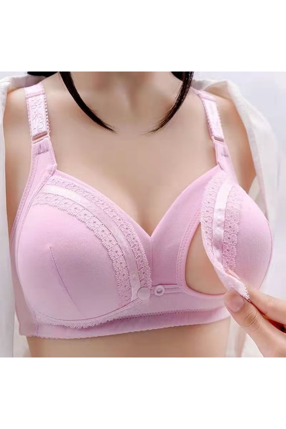 Front Closure Nursing Bra for Women Breathable Cotton Blend with Drop Cups for Easy Access