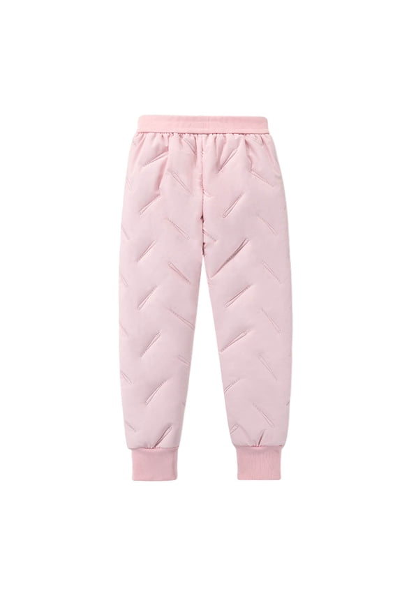 Girls Boys Tween Puffer Pants Kid Elastic Waist Thickened Warm Cuffed Pants Waterproof Winter Pants (4-15 Years)