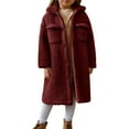 thumbnail image 1 of APEXFWDT Girls Fuzzy Fleece Jacket Casual Button Down Sherpa Overcoat Long Jackets Long-Length Plush Teddy Outwear, 1 of 8