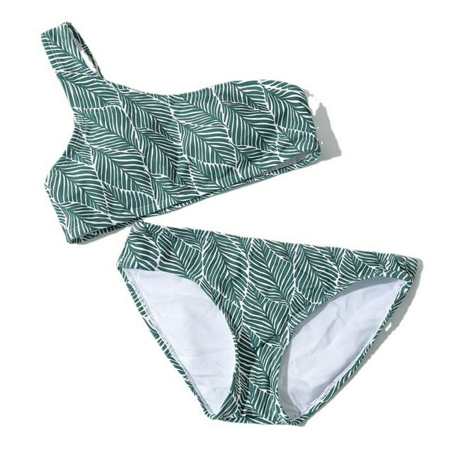 APEXFWDT Girls One Shoulder Bikini Set Little Girls Ruffle Floral