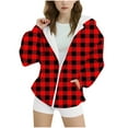 thumbnail image 1 of BFHHYA Girls' Plaid Print Sweatshirt Jacket Kid Tween Oversized Hoodie Zip-Up Drop Shoulder Sweatshirt with Pockets (4-15 Years), 1 of 5