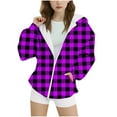 thumbnail image 1 of BFHHYA Girls' Plaid Print Sweatshirt Jacket Kid Tween Oversized Hoodie Zip-Up Drop Shoulder Sweatshirt with Pockets (4-15 Years), 1 of 5