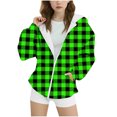 thumbnail image 1 of BFHHYA Girls' Plaid Print Sweatshirt Jacket Kid Tween Oversized Hoodie Zip-Up Drop Shoulder Sweatshirt with Pockets (4-15 Years), 1 of 5