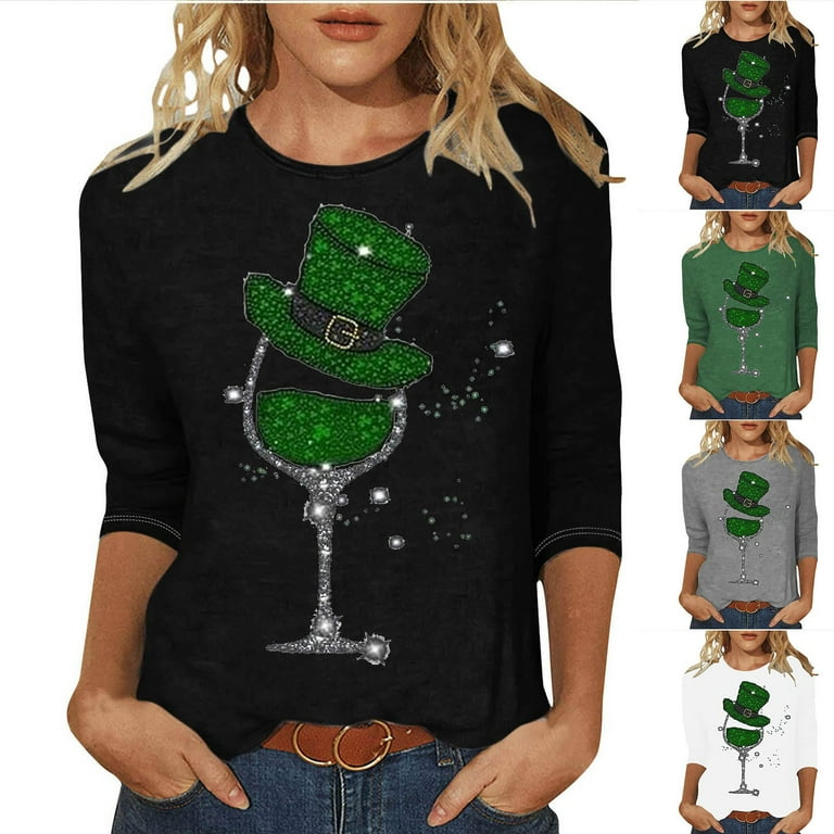 Three Wine Glasses Shamrock Shirt St Patricks Day Irish Gift T-Shirt Three Wine Glasses Shamrock Shirt St Patricks Day Irish Gift T-Shirt