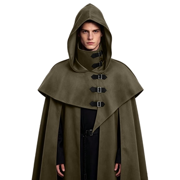 APEXFWDT Halloween Cowl Cloak Men Women Medieval Hood Cap Hooded Cloak Renaissance Gothic Vintage Costumes