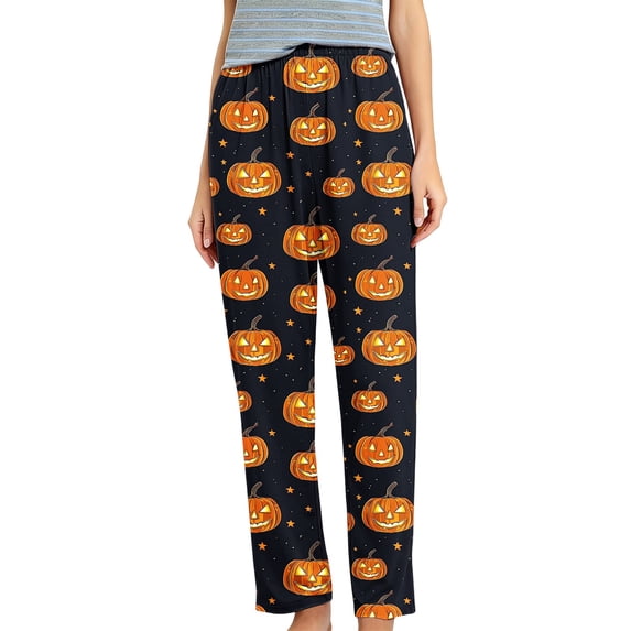 APEXFWDT Halloween Pajamas Pants Womens Pumpkins Ghost Cute Pajama Bottoms Soft Pj Pants Loungewear