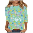 thumbnail image 1 of APEXFWDT Happy Easter Tshirt Woman Plus Size 3/4 Sleeve Rabbit Graphic Printed Tee Shirts Cute Easter Casual Crewneck Gift Tops, 1 of 5