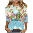 thumbnail image 1 of APEXFWDT Happy Easter Tshirt Woman Plus Size 3/4 Sleeve Rabbit Graphic Printed Tee Shirts Cute Easter Casual Crewneck Gift Tops, 1 of 5
