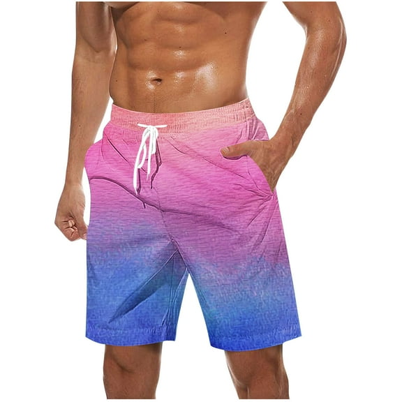 APEXFWDT Hawaiian Big and Tall Men's Summer Beach Shorts Swim Trunks Sports Running Bathing Suits Graphic Swimming Board Shorts with Pockets
